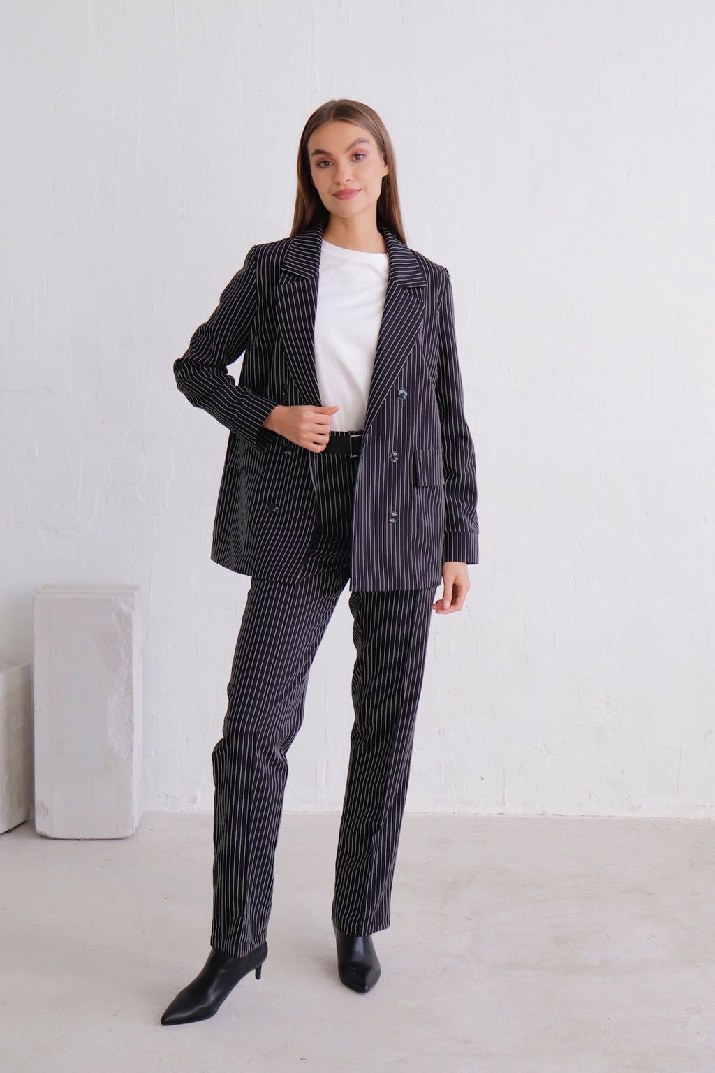 11782 Брюки со стрелками чёрные в полоску - Martichelli фото 5