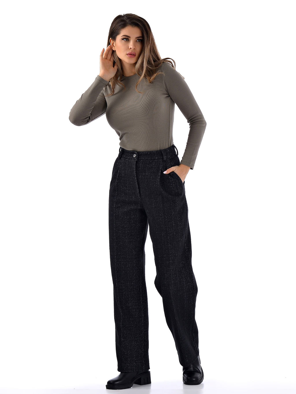 базовый лонгслив в рубчик (лапша) - А+б коллекция фото 2