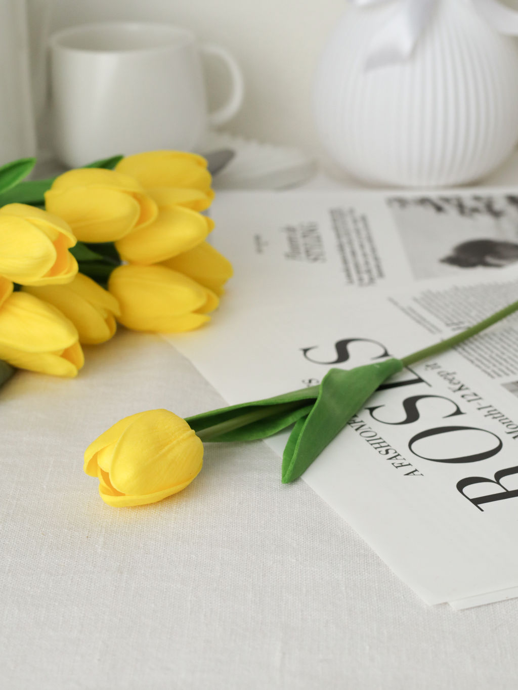 Цветок искусственный Тюльпан 30 см желтые / 1205 /уп 10/200/1200/ латэкс