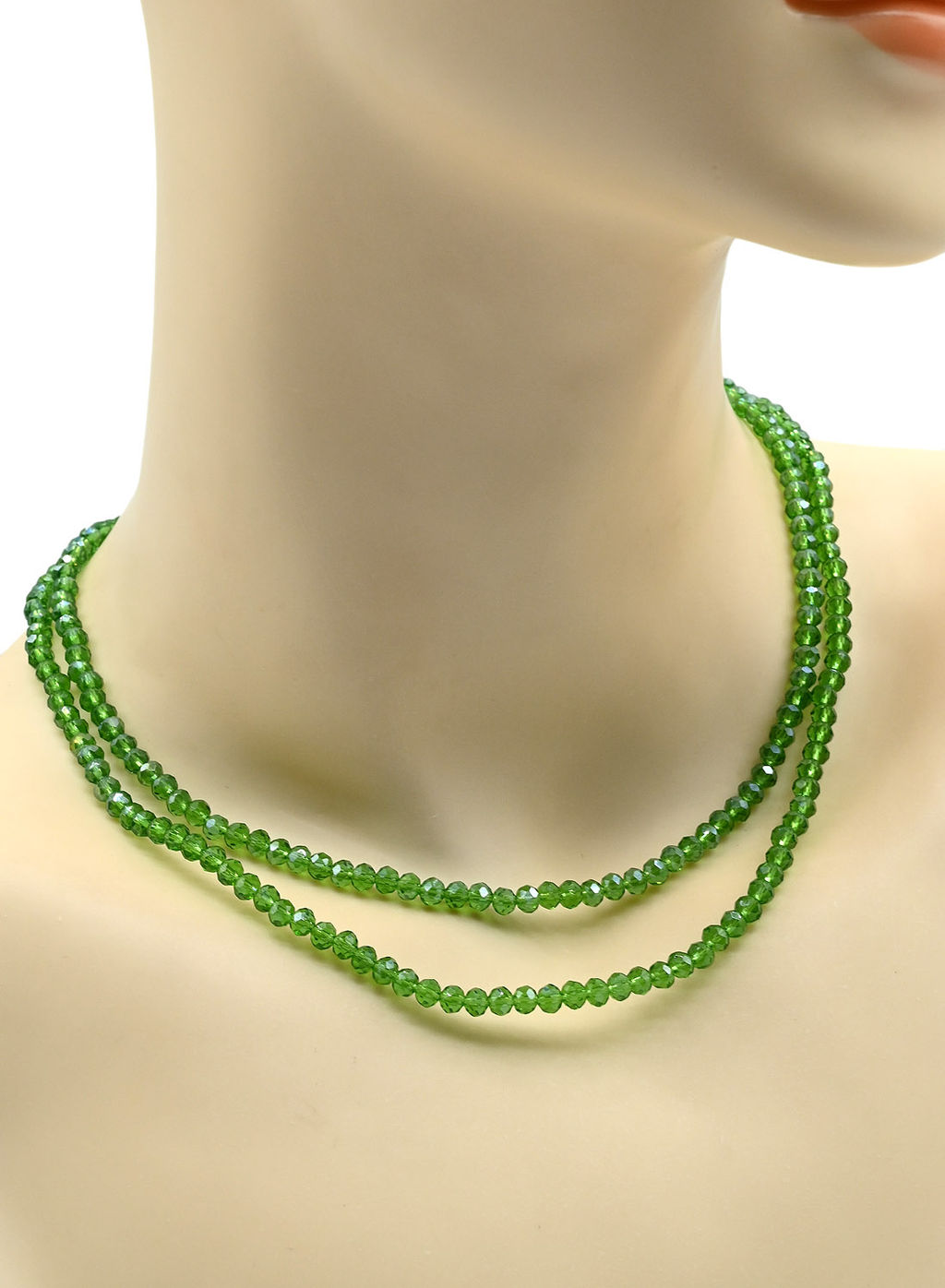 Бусы-браслет на резинке из циркона кукуруза гр.4мм зеленый хамелеон, 84см