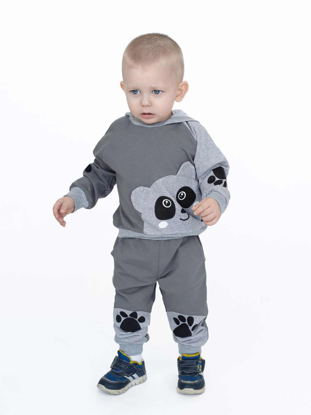 Костюм детский серыймеланж панда