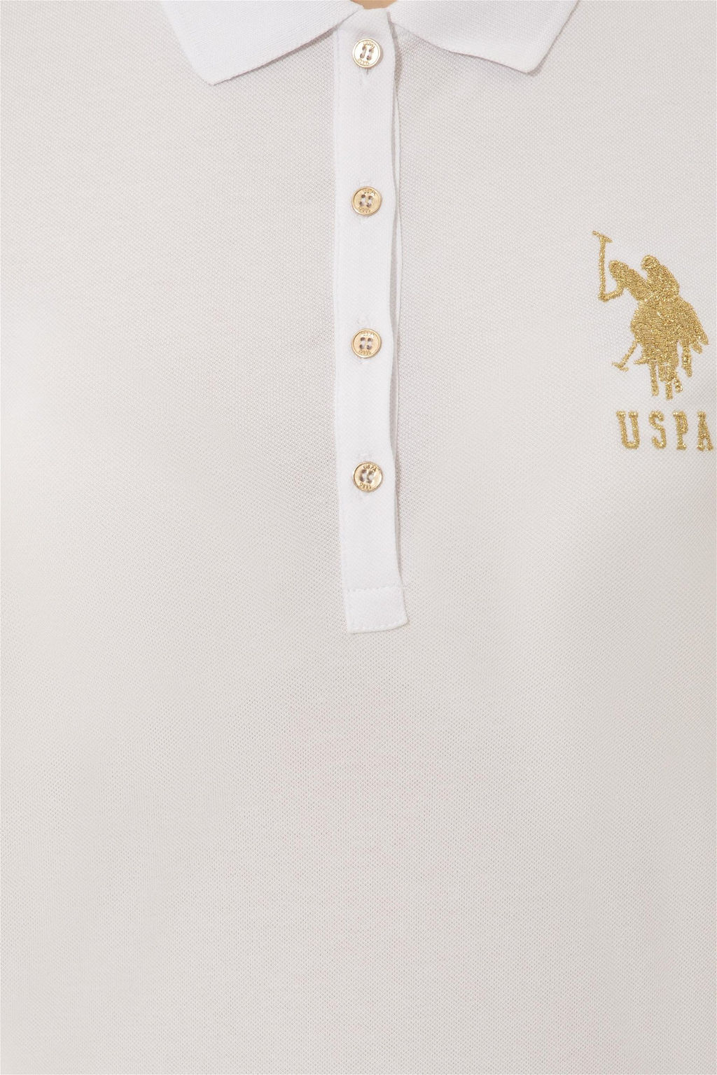 Женское белое трикотажное платье с воротником-поло - U.s. polo assn фото 5