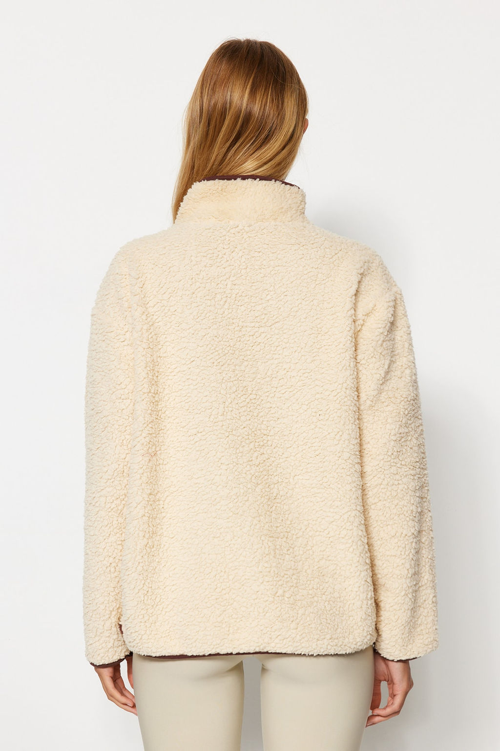 Ekru Pelus Orme Spor Sweatshirt THMAW23SW00021
