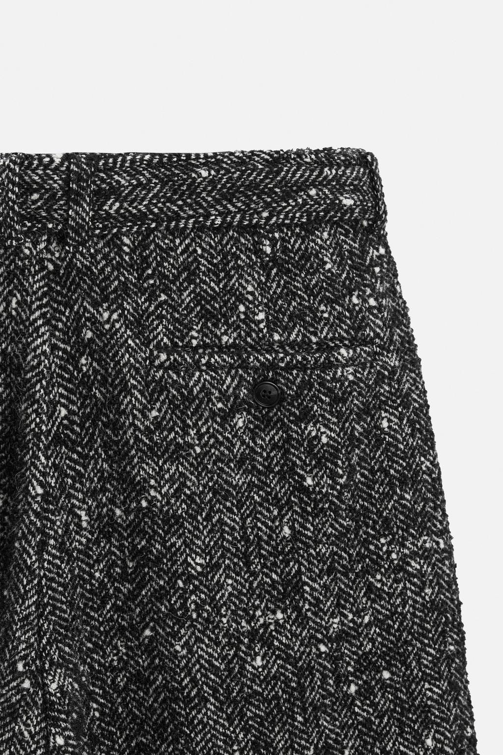 HERRINGBONE WIDE-LEG TROUSERS - Zara фото 9
