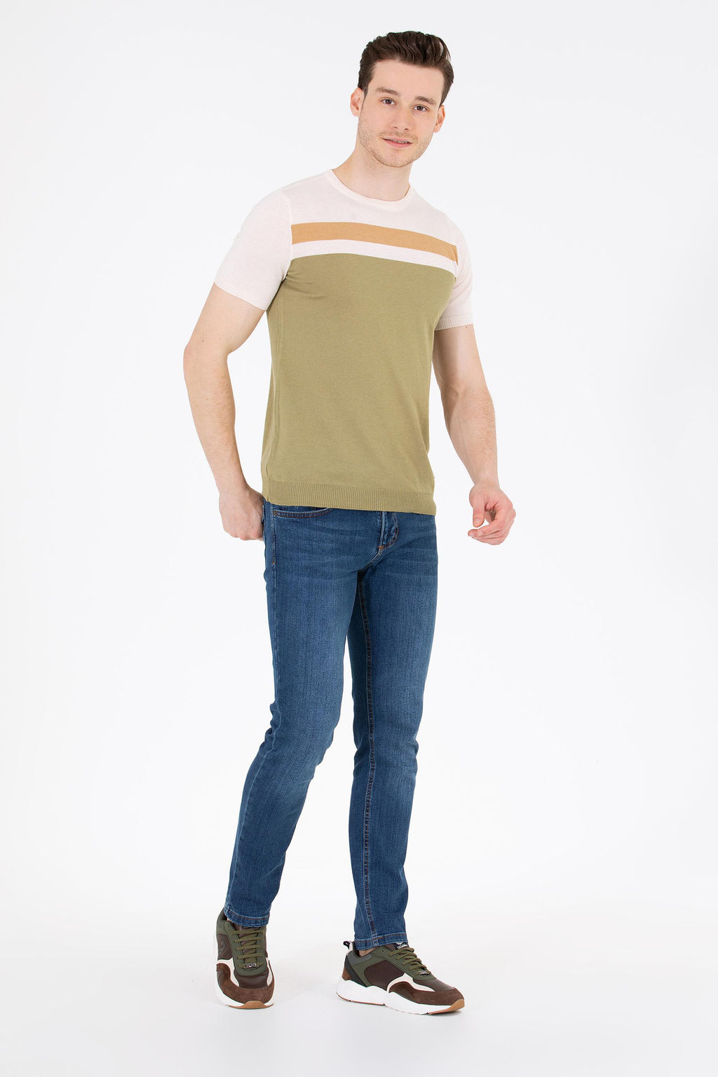 U. S. Polo Assn Мужской трикотаж цвета хаки с круглым вырезом - U.s. polo assn фото 4