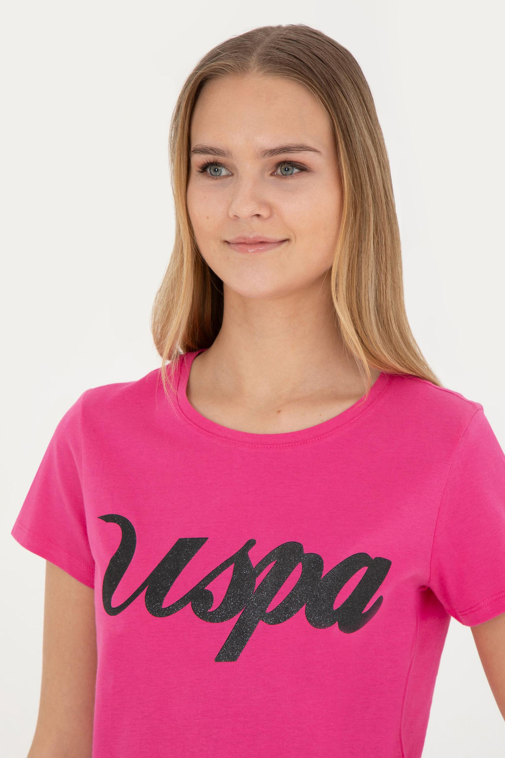 Женская футболка цвета фуксии с круглым вырезом - U.s. polo assn фото 9