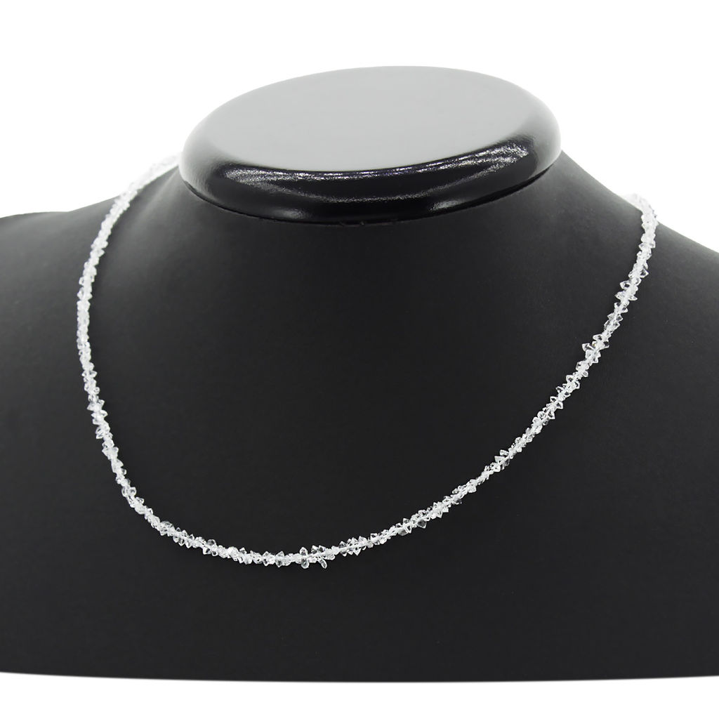 Алмаз херкимерский кристаллы 3 мм, "Герда", бусы 40...45см