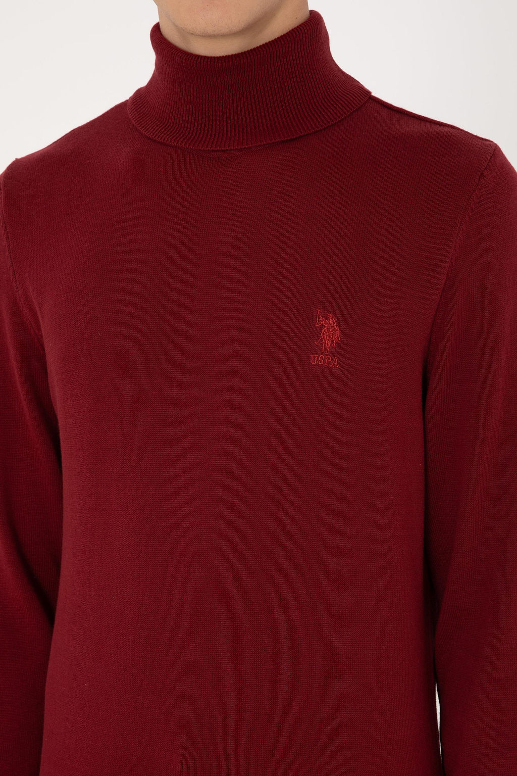 Erkek Slim Fit Bo_azl_ Yaka Bo_azl_ Basic Kazak - U.s. polo assn фото 7