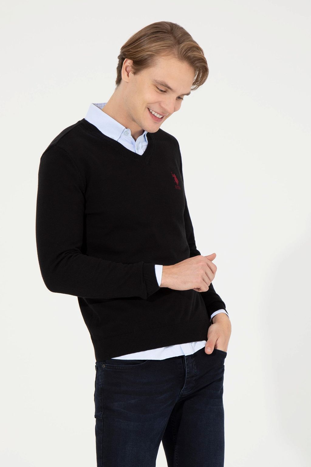 Мужской черный трикотажный свитер Basic - U.s. polo assn фото 3