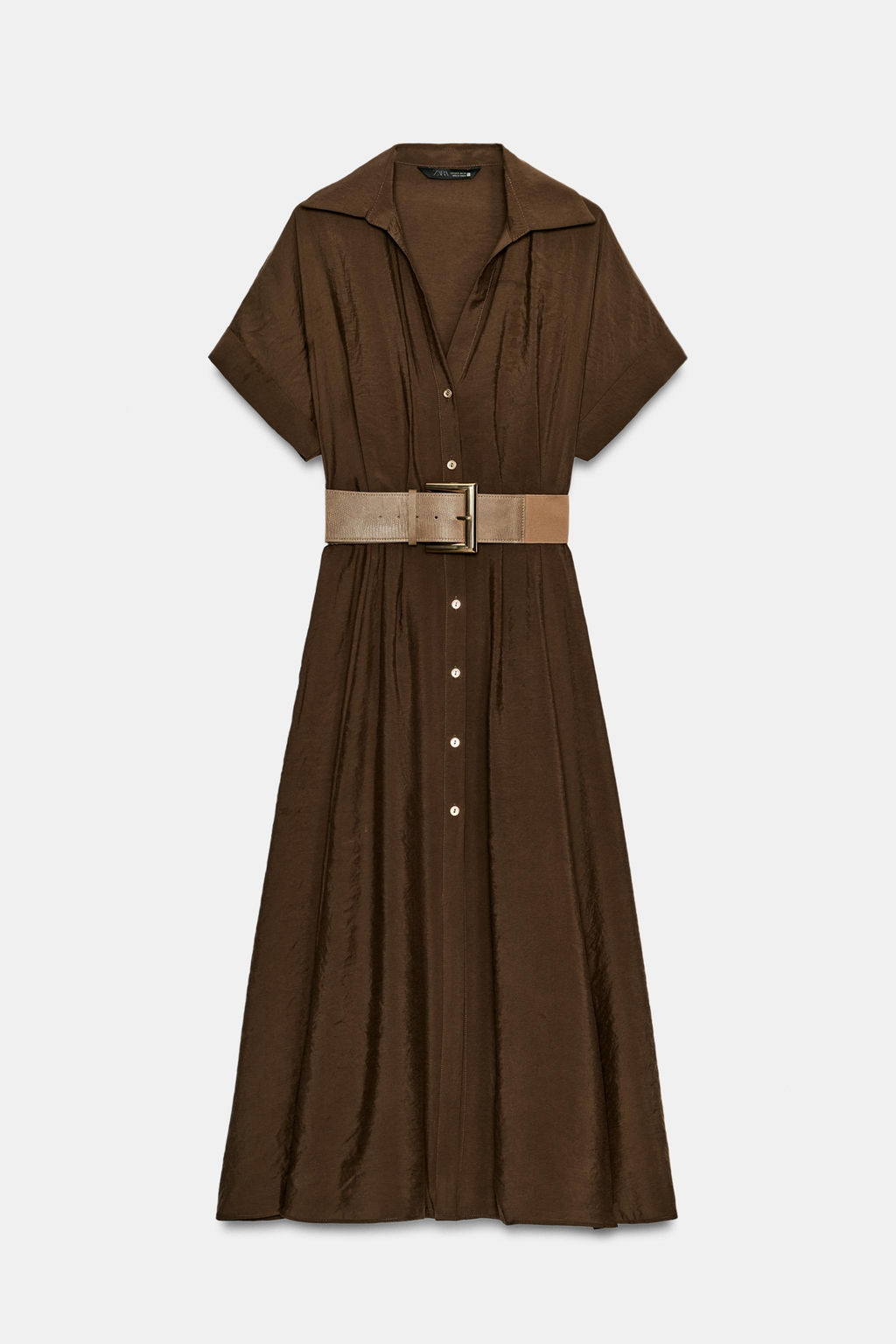 VESTIDO MIDI CINTUR?N / Marr?n - Zara фото 5
