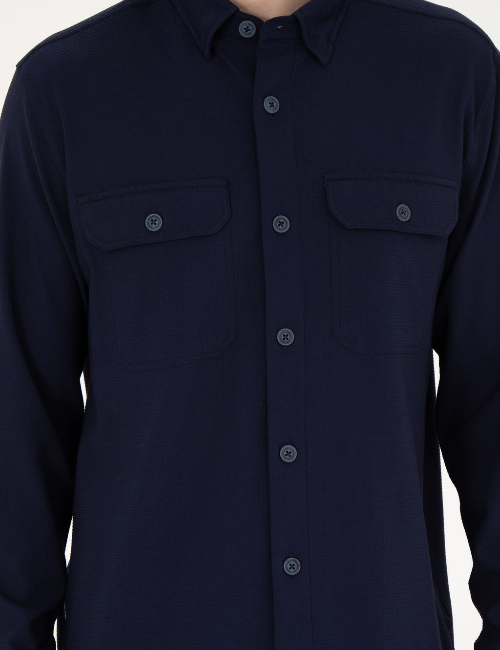 Lacivert Comfort Fit Uzun Kollu G_mlek