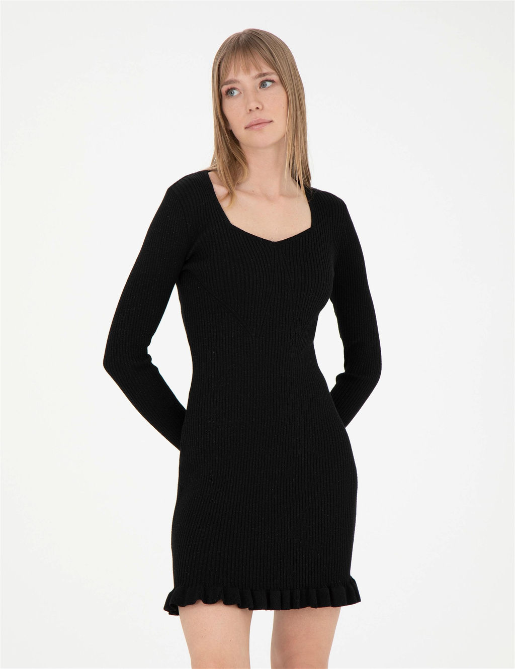 Siyah Ex. Slim Fit Triko Elbise - Pierre cardin фото 3