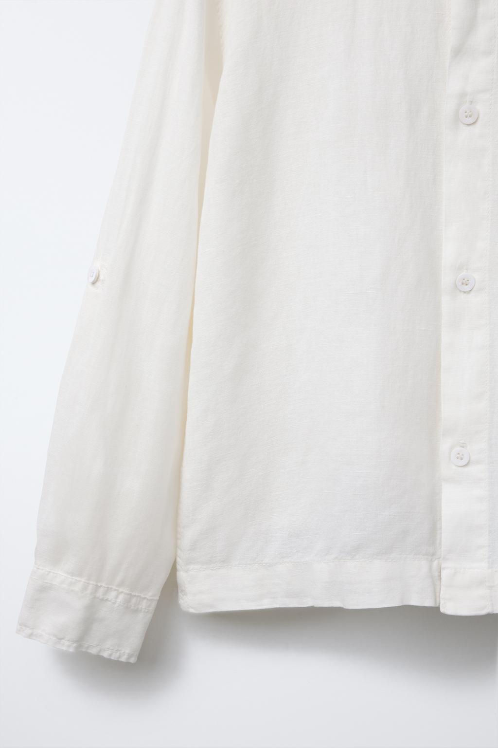 LINEN SHIRT WITH STAND COLLAR - Zara фото 5