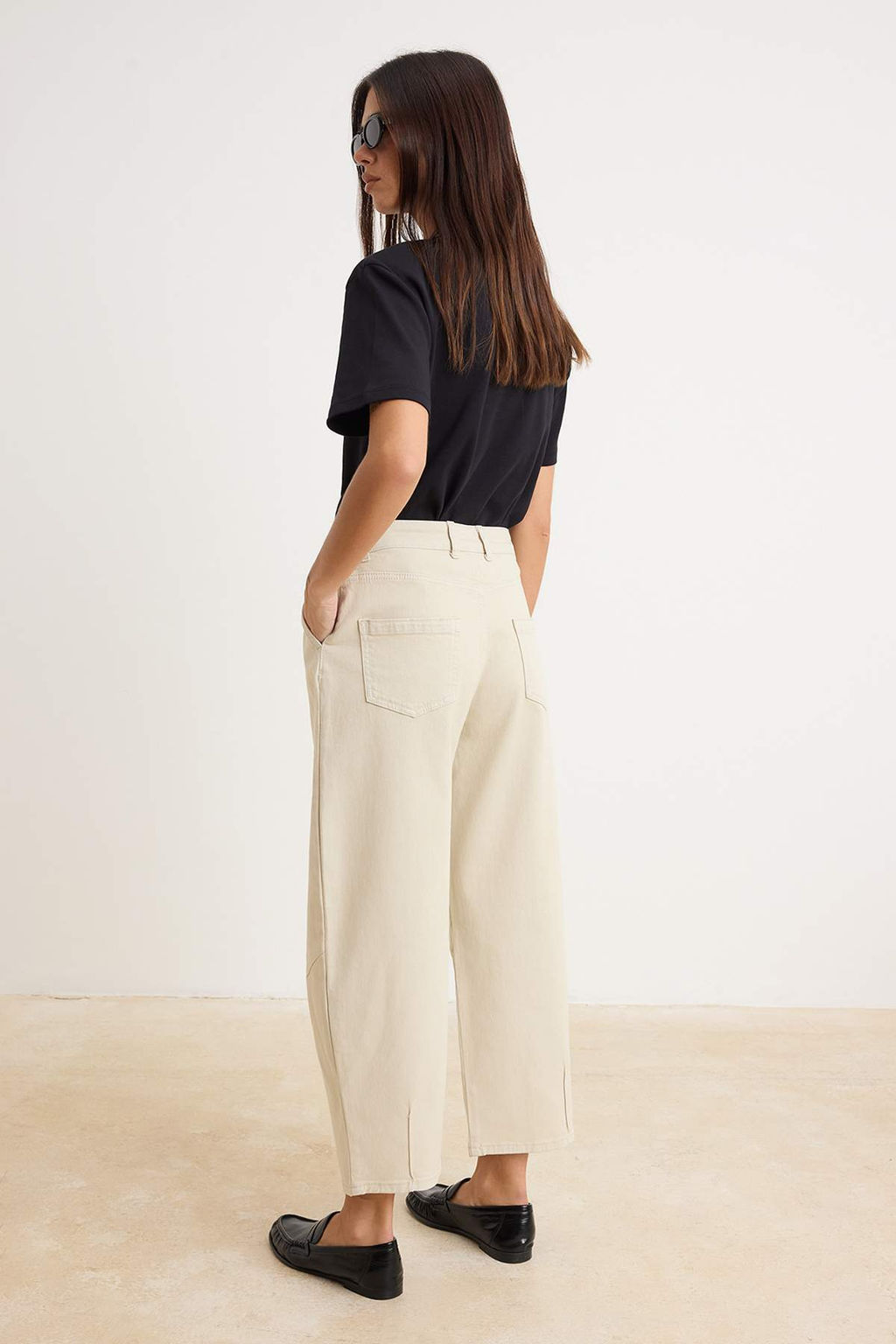 Ekru Yuksek Bel Az Esnek Baggy Jeans TWOSS26JE00302 - Trendyolmilla фото 4