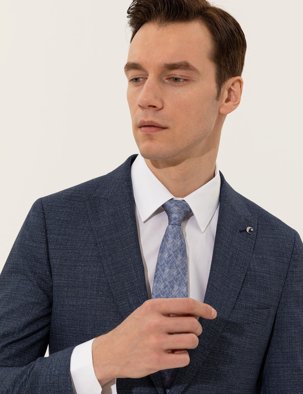 Lacivert Slim Fit Tak_m Elbise - Cacharel фото 2