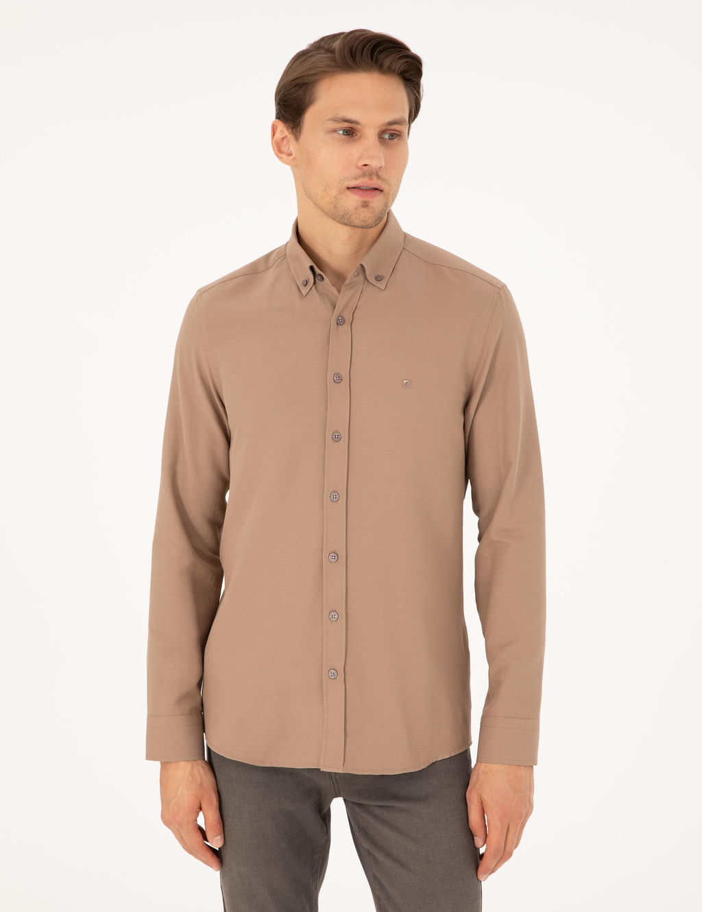 A__k Kahverengi Slim Fit Uzun Kollu G_mlek
