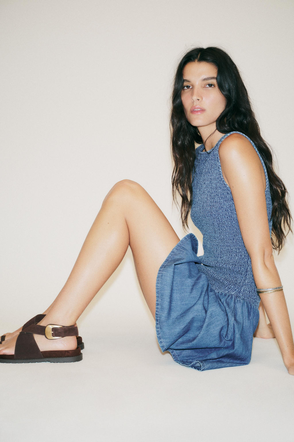 SPLIT SUEDE TOE POST BUCKLE SANDALS - Zara фото 9