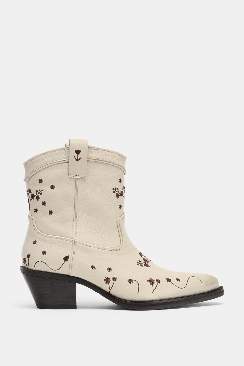 BOT?N PIEL COWBOY FLORES / blanco - Zara фото 3
