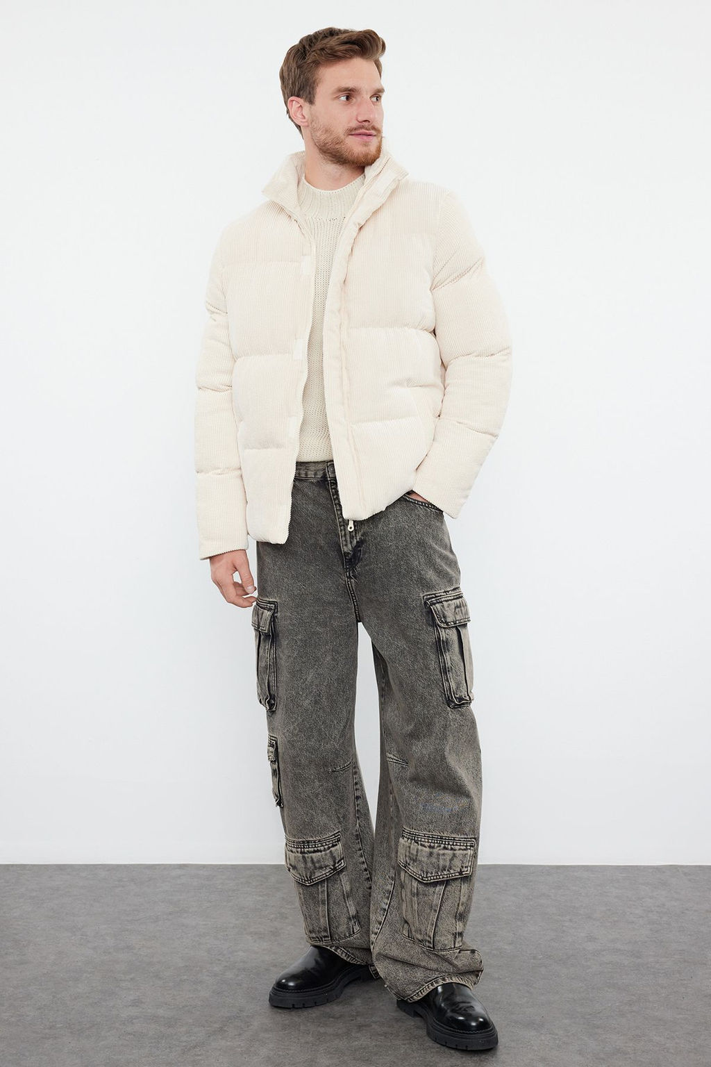 TRENDYOL MAN Camel Regular Fit Dik Yaka Fitilli Kadife Sisme K?sl?k Mont TMNAW22MO0182 - Trendyolmilla фото 23