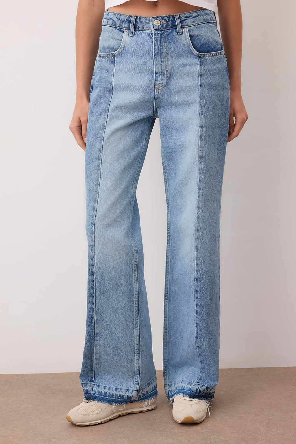 Mavi Yuksek Bel Renk Bloklu Wide Leg Jeans TWOAW26JE00235 - Trendyolmilla фото 3
