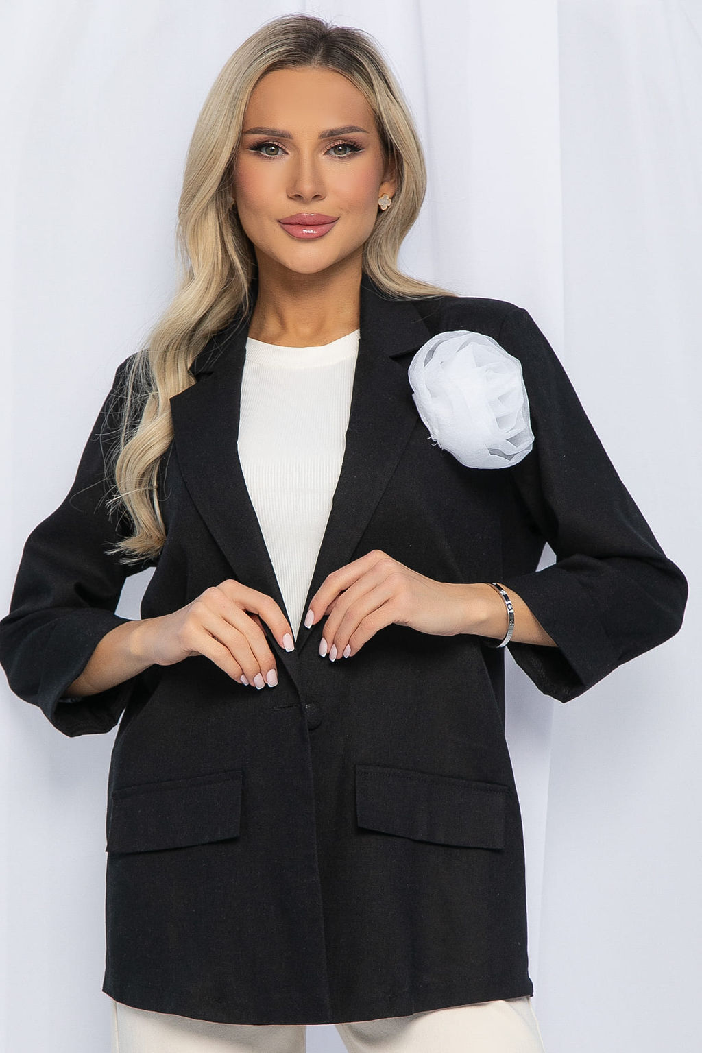 Пиджак льняной Мэрлин (черный) Б13239-7М