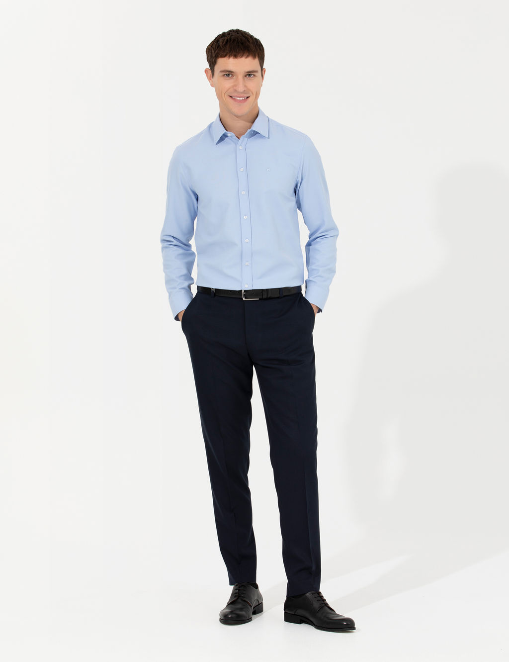 Koyu Mavi Slim Fit Oxford G_mlek