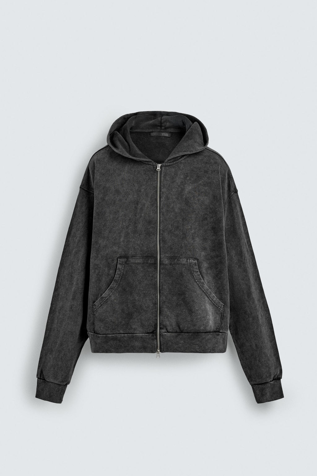 SUDADERA LAVADA CREMALLERA CAPUCHA / Antracita oscuro - Zara фото 7