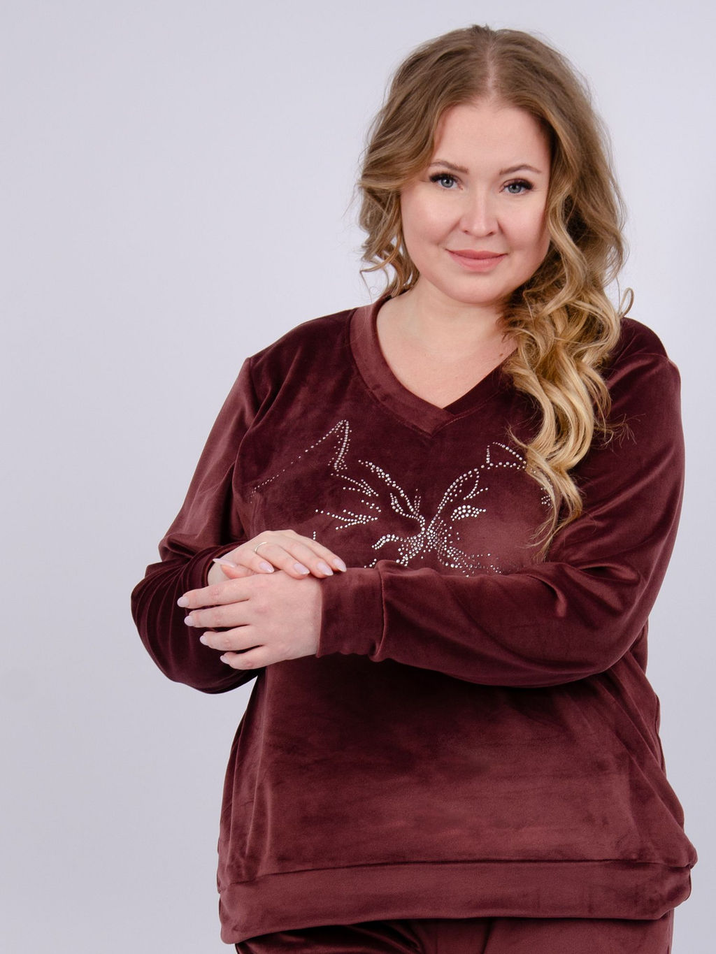 Костюм Велюр 5 тёмно-серый, велюр - Малина фото 37