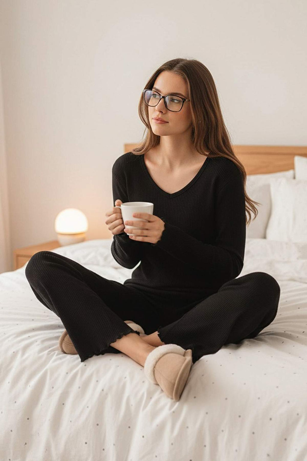 Pembe V Yaka Baby Overloklu Yumusak Tuse F?rcal? K?sl?k Fitilli Orme Pijama Tak?m? THMAW26PT00011 - Trendyolmilla фото 7