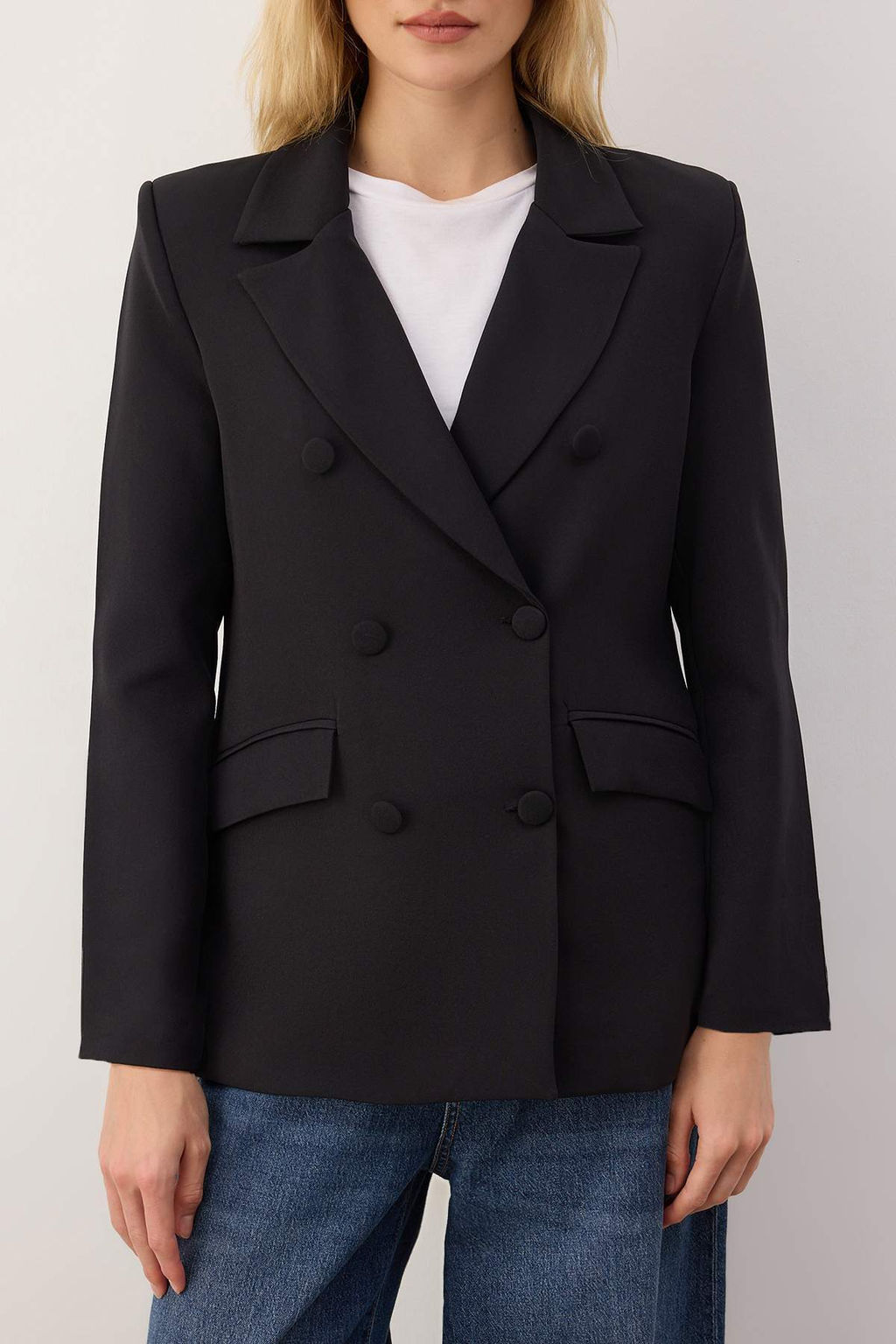 Siyah Regular Astarl? Dokuma Blazer Ceket TWOSS21CE0137