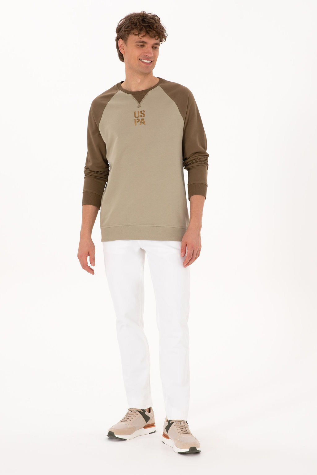 Erkek Bisiklet Yaka Regular Fit Haki Sweatshirt - U.s. polo assn фото 4