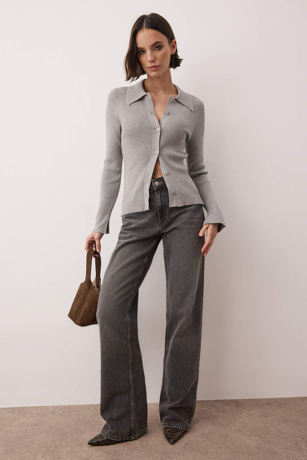 Wardrobe Essentials Gri Premium Iplik Polo Yaka Triko H?rka | TWOAW26HI00225