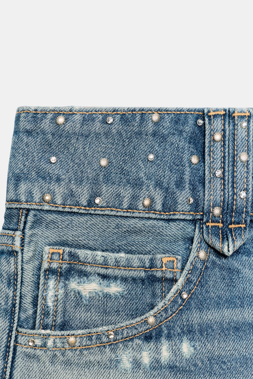 SHORTS MINI DENIM TRF TACHAS / ?ndigo - Zara фото 8