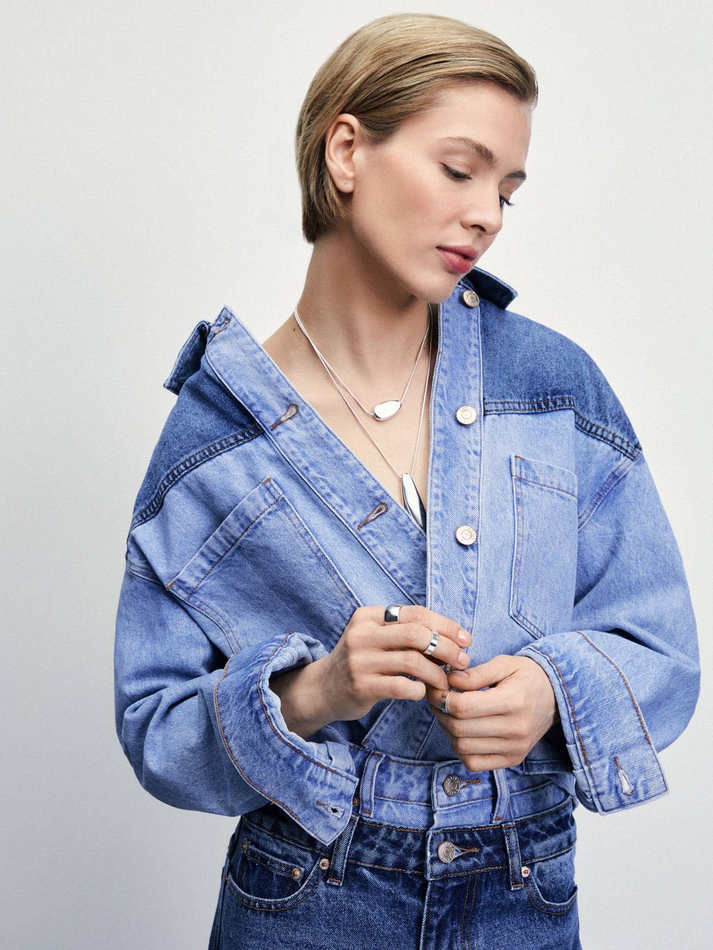 Джинсовая рубашка-пэчворк / Zarina  фото 8