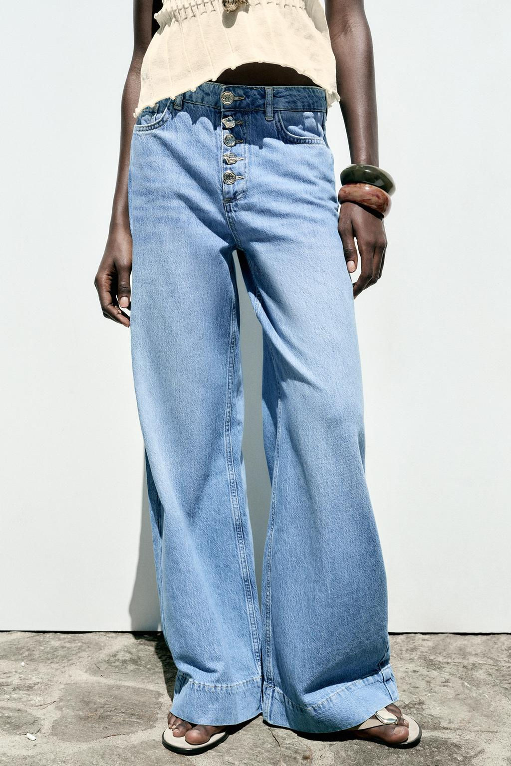 Z1975 WIDE-LEG HIGH-WAIST BUTTONED JEANS - Zara фото 3