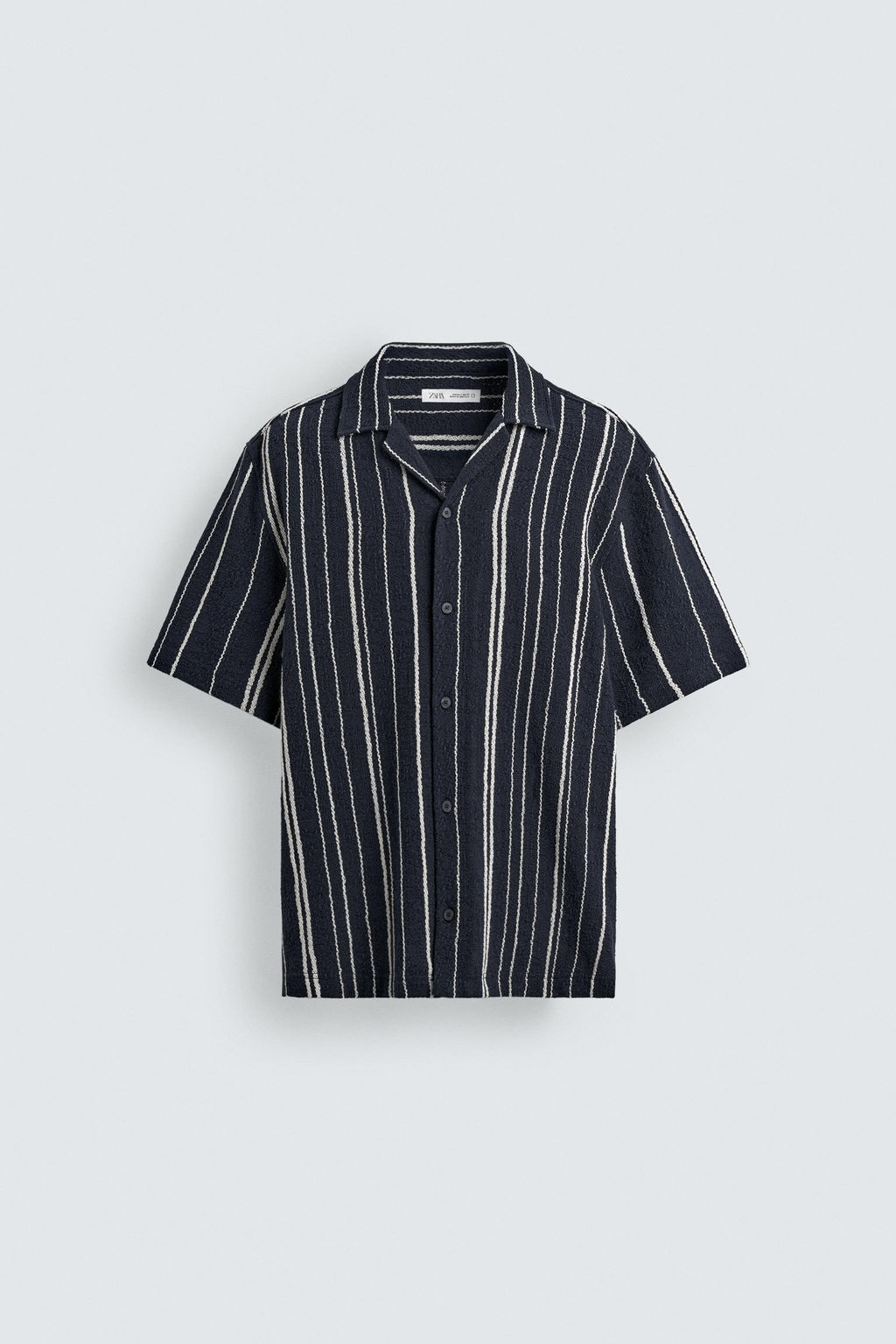 CAMISA REGULAR FIT JACQUARD RAYAS / Marino - Zara фото 8