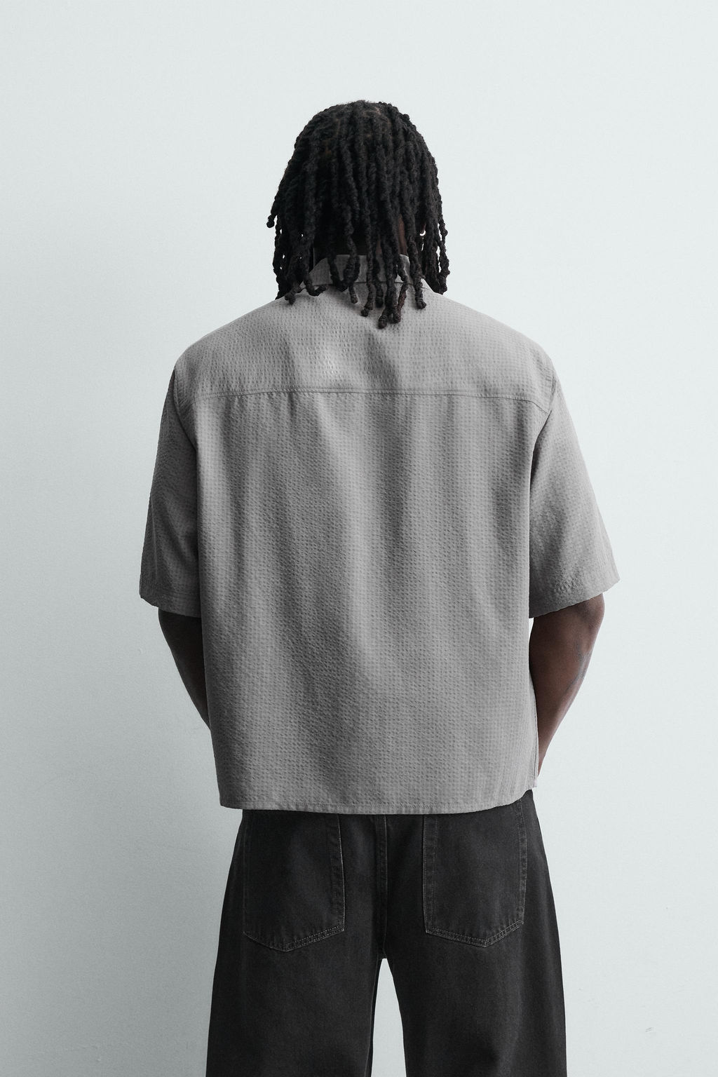 CAMISA FLUIDA ESTRUCTURA CUADROS / Gris antracita - Zara фото 3