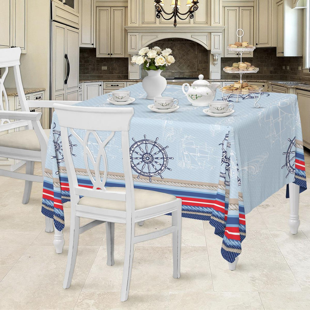 Скатерть рогожка 145*220 "Романтика" Морское путешествие (100% х/б)