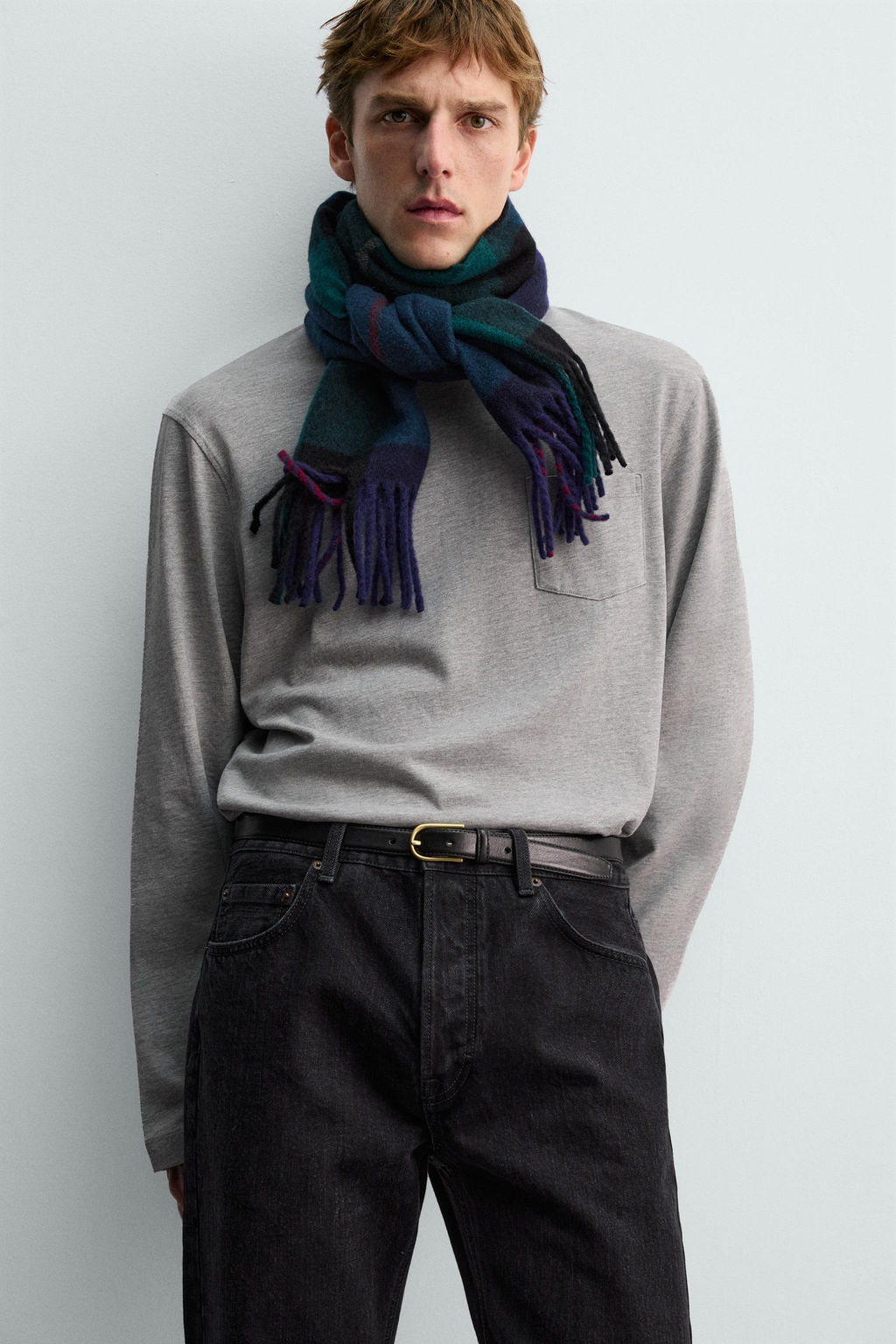 CINTUR?N PIEL PESPUNTE AARON LEVINE X ZARA / Negro