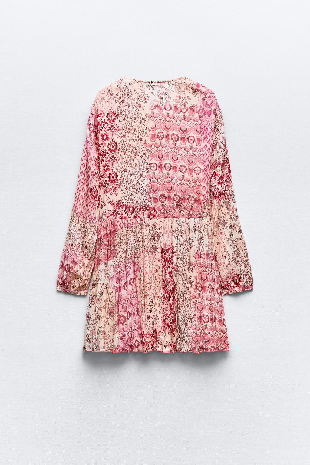 PATCHWORK PRINT MINI DRESS - Zara фото 7