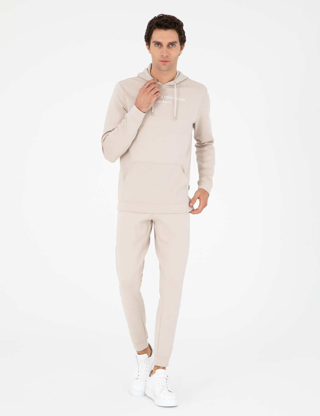 Bej Jogger Fit Pa_as_ Lastikli Pamuk Kar___ml_ E_ofman Alt_