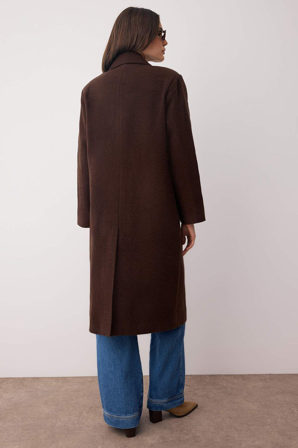 Kahverengi Mono Kapama Oversize Uzun Kaban TWOAW26KB00032 - Trendyolmilla фото 3