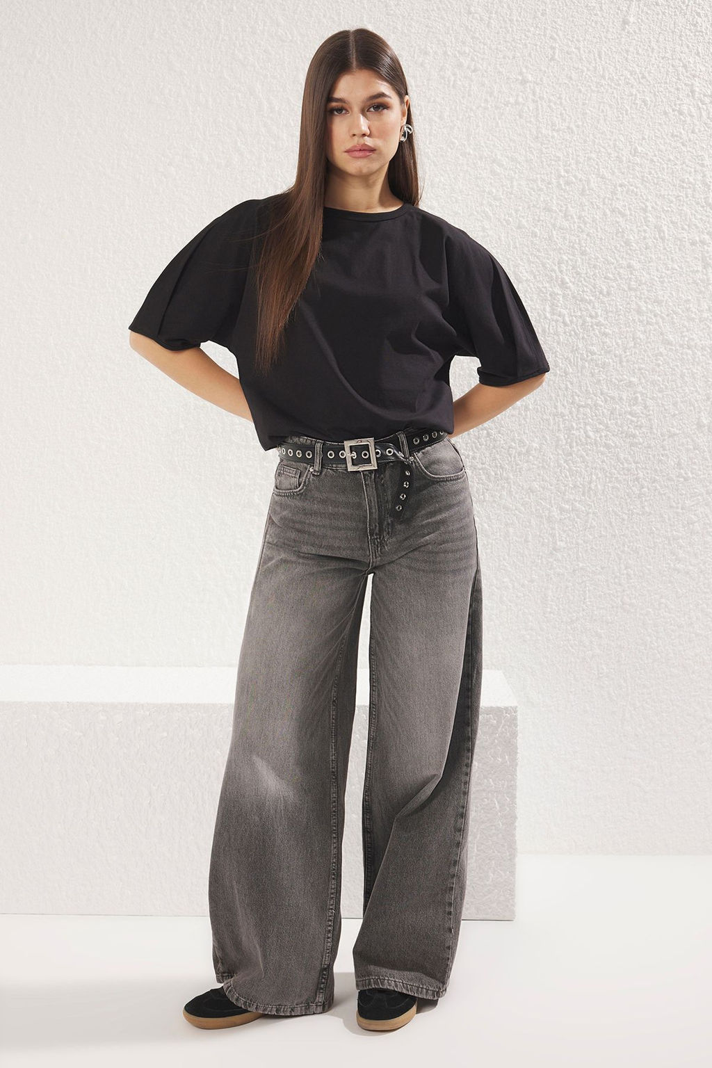 TRENDYOLMILLA Ac?k Sar? %100 Pamuk Balon Kol Oversize/Genis Kesim Orme T-Shirt TWOSS25TS00041  фото 6