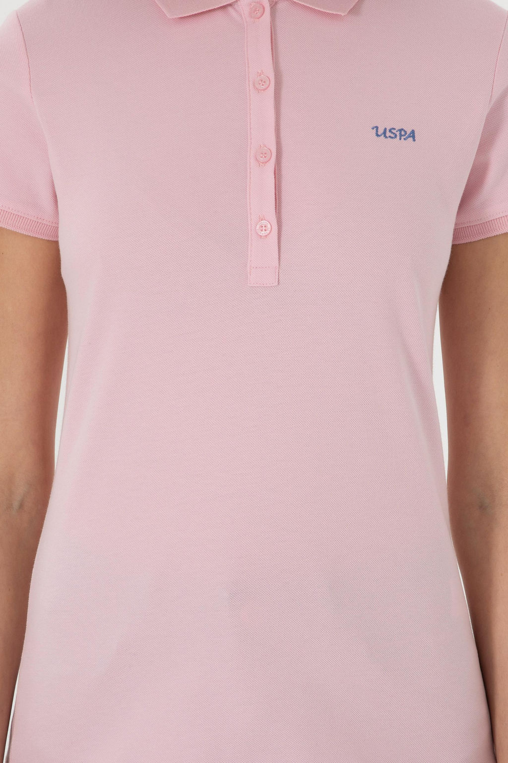 Футболка Kadın Acik Pembe Polo Yaka светло-розовая из хлопка