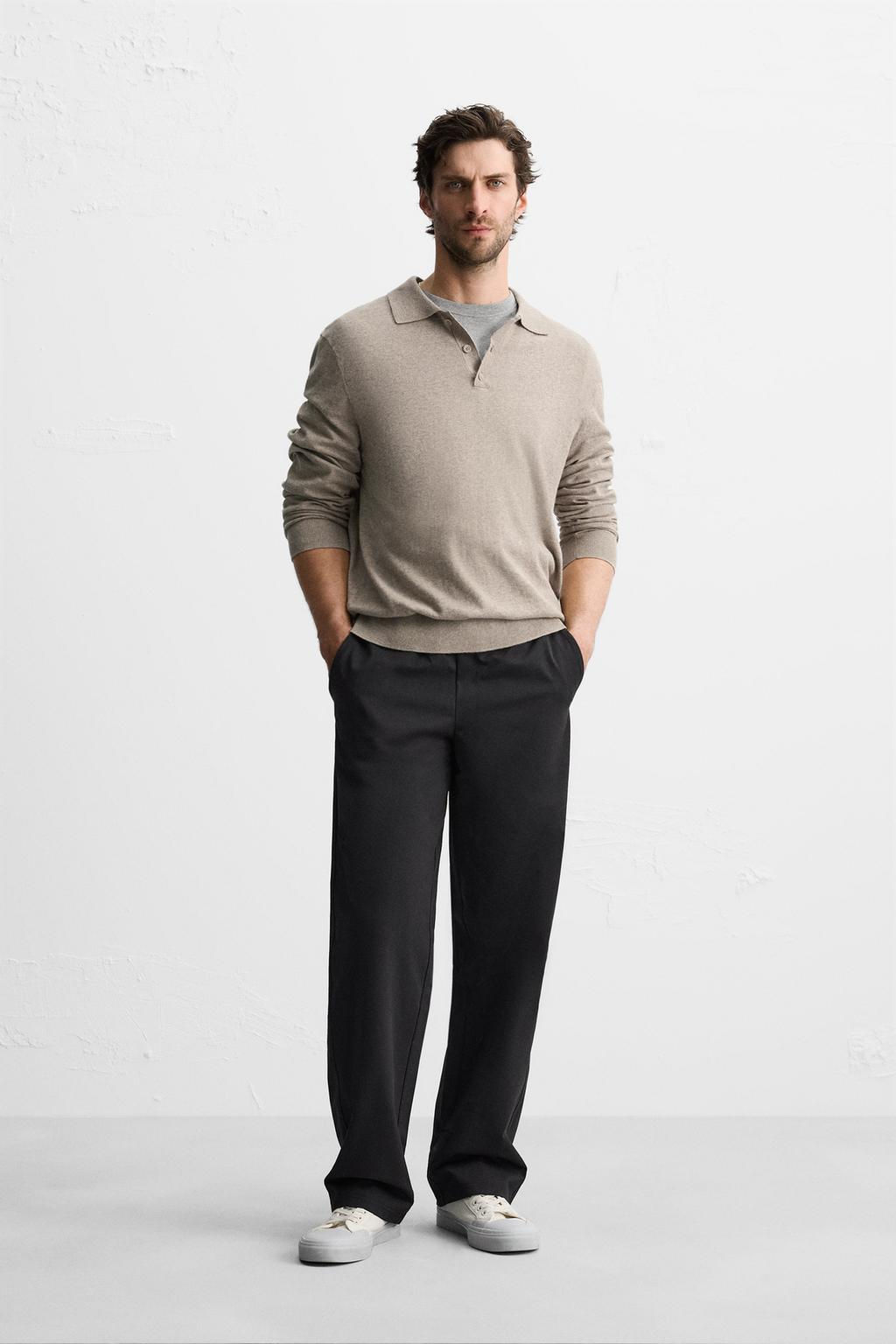 TEXTURED COTTON KNIT POLO SHIRT