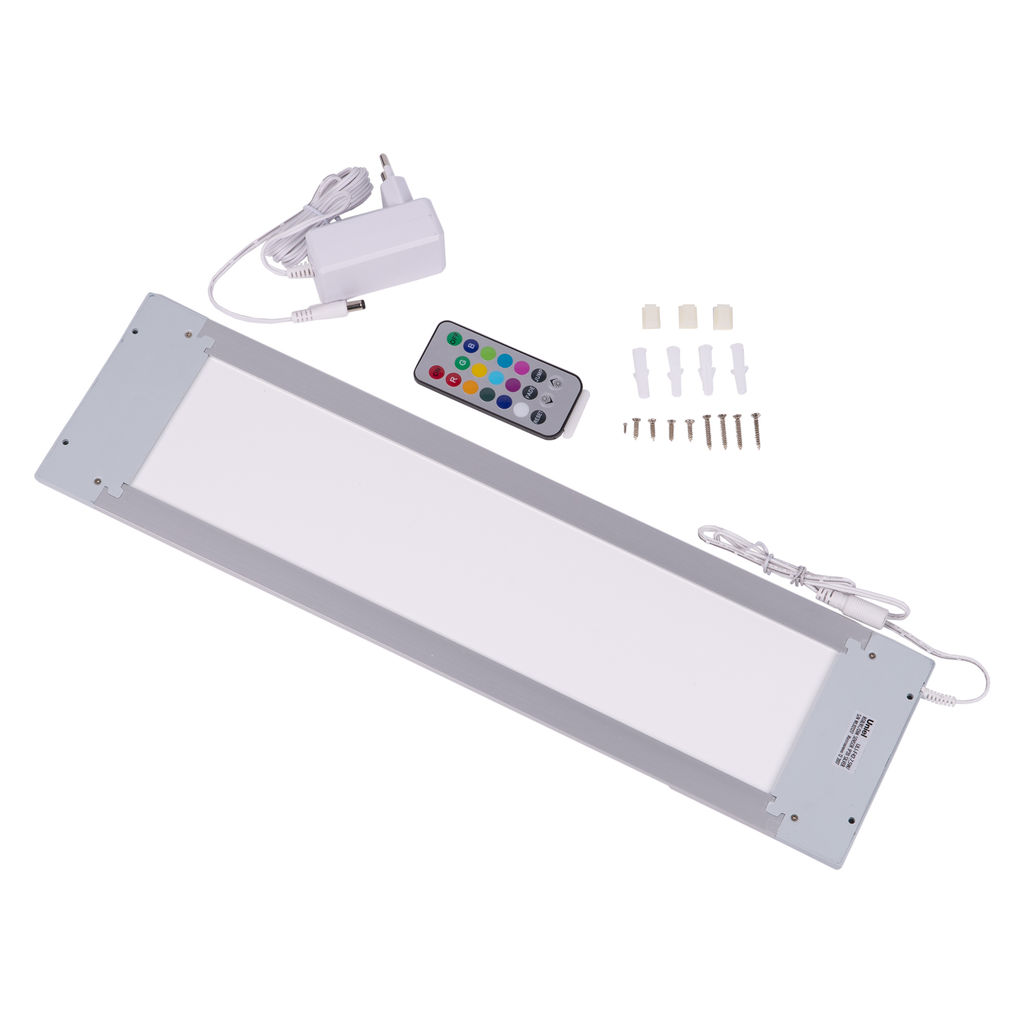 ULI-F42-7,5W/RGB/RC/DIM SENSOR IP20 SILVER Панель линейная светодиодная ультратонкая, с бесконтактным выключателем, диммер, пульт ду. 460х120х11мм. 260Lm. Серебристый. ТМ Uniel