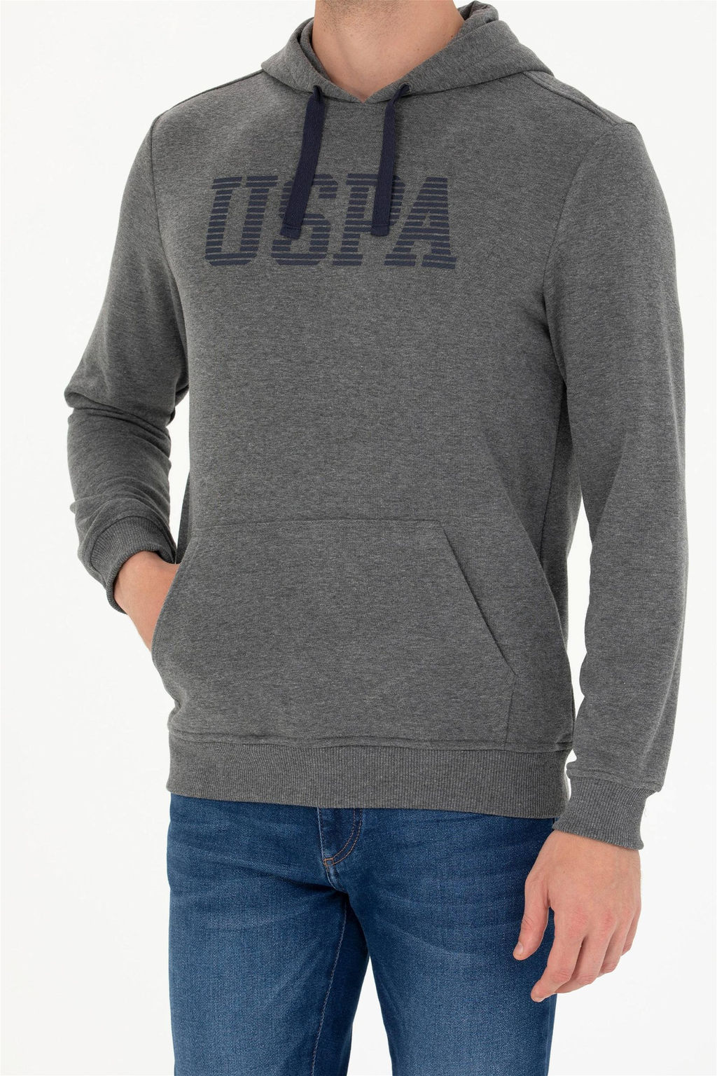 U. S. Polo Assn Мужская базовая толстовка с капюшоном антрацитового меланжевого цвета - U.s. polo assn фото 14