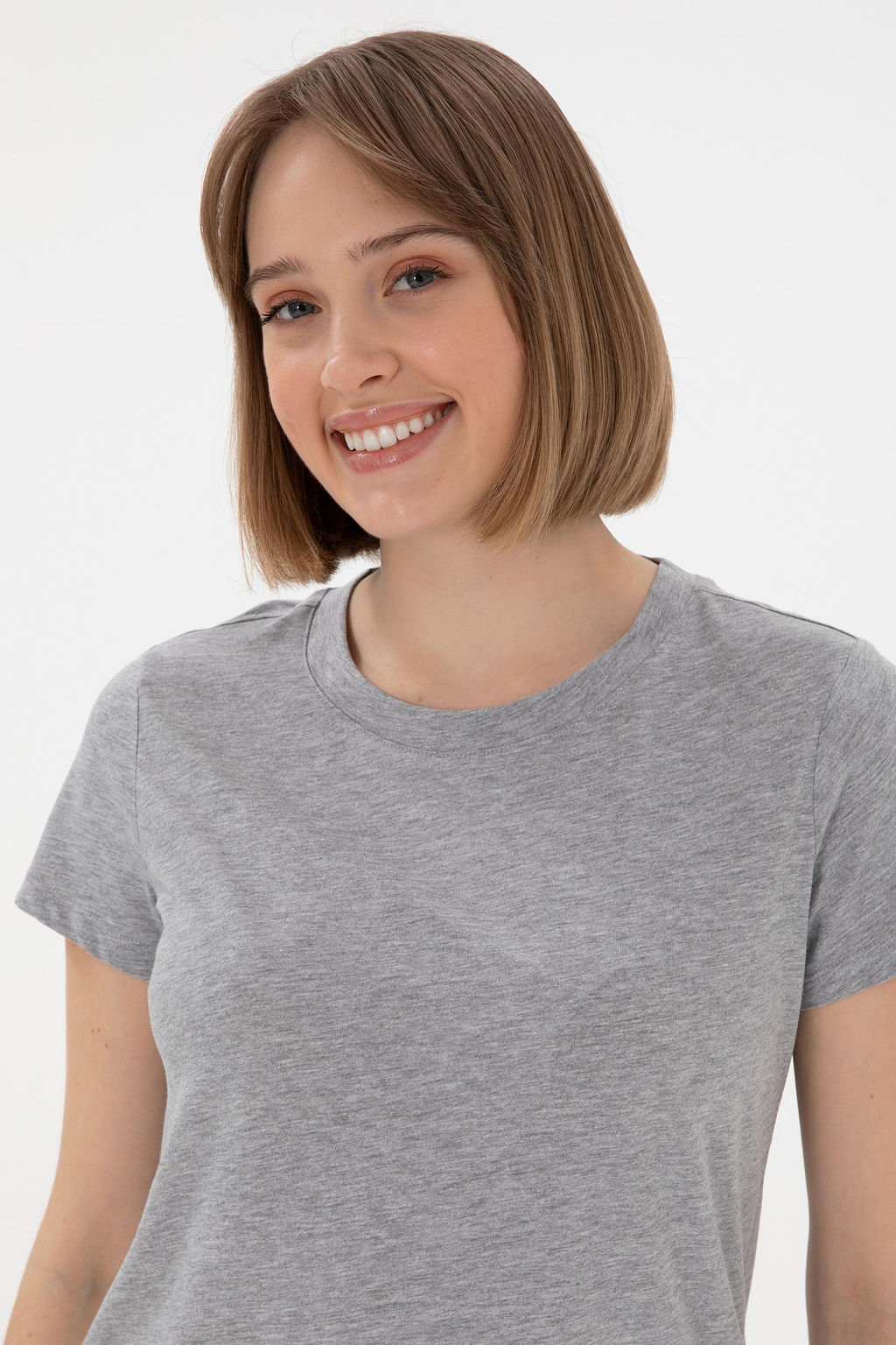 Kad_n Gri Melanj Basic Ti__rt Sepette S_rpriz _ndirim - U.s. polo assn фото 2