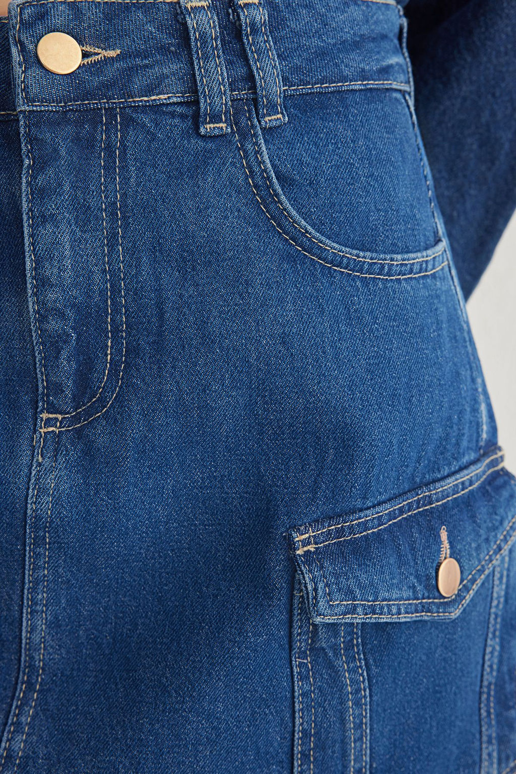 TRENDYOLMILLA Mavi More Sustainable Kargo Cep Detayl? Mini Denim Etek TWOSS25ET00007 фото 4