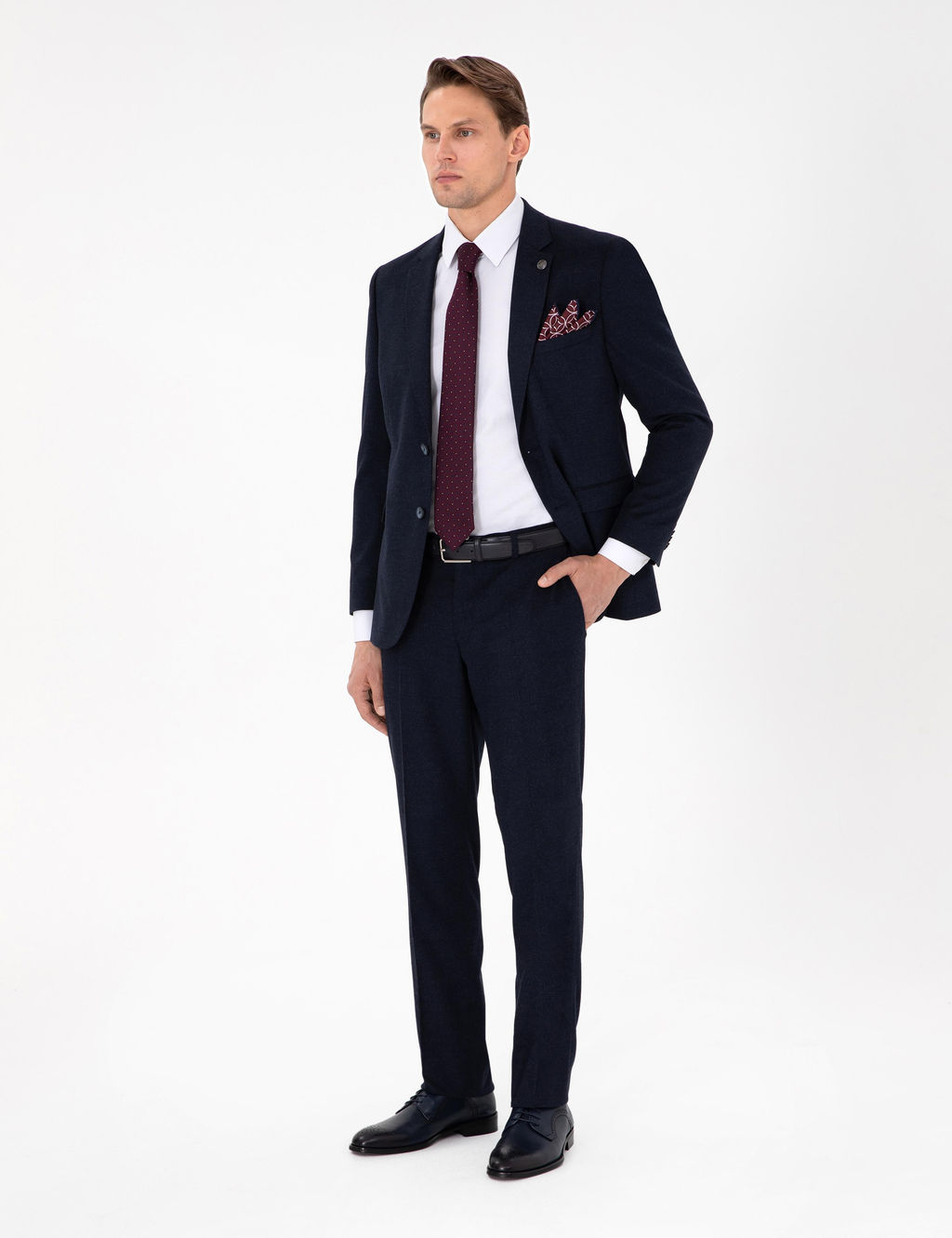 Lacivert Slim Fit Tak_m Elbise